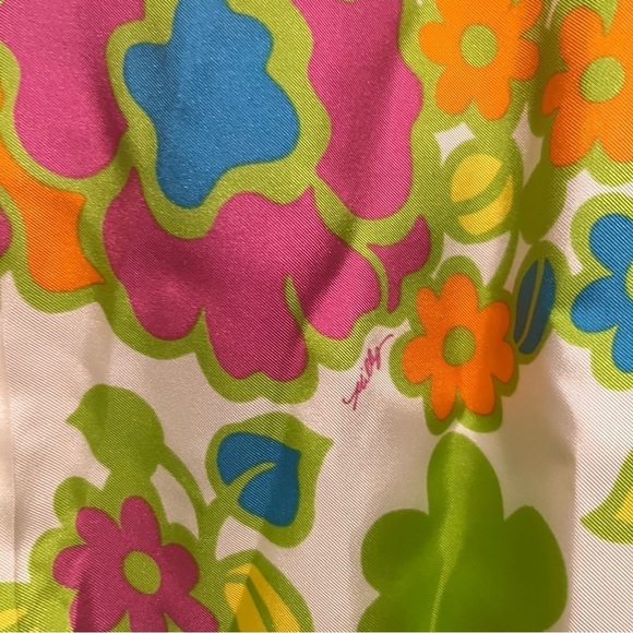 MILLY Retro Floral Print Resort Silk Pleated Skirt Size 4 - Picture 3 of 8